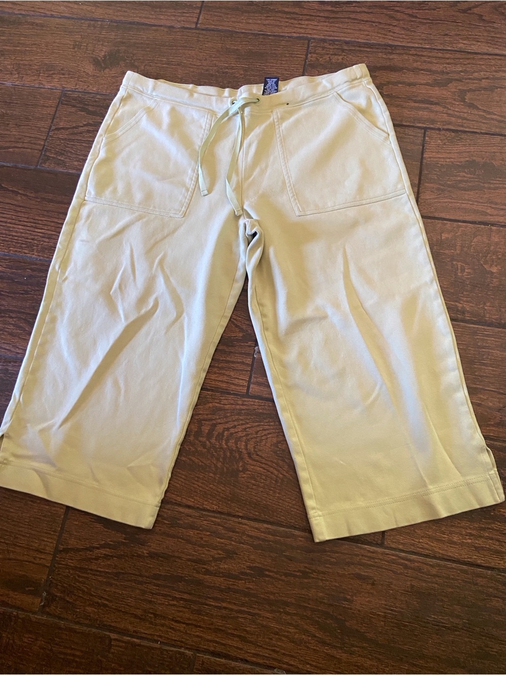 Light Sage Drawstring Wide-Leg Cropped Pants New York & Company